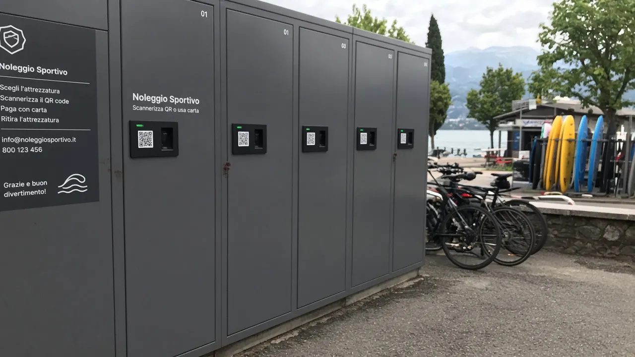 Locker automatici per noleggio di attrezzatura sportiva: guida per laghi, parchi e mobility hub